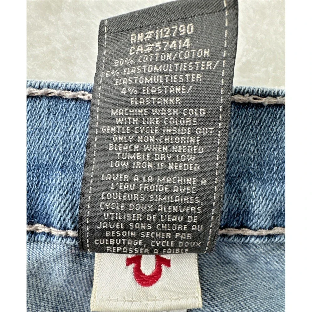 TRUE RELIGION Jeans Womens Size 31 Medium/Light Wash Embellished Pockets CHRISSY